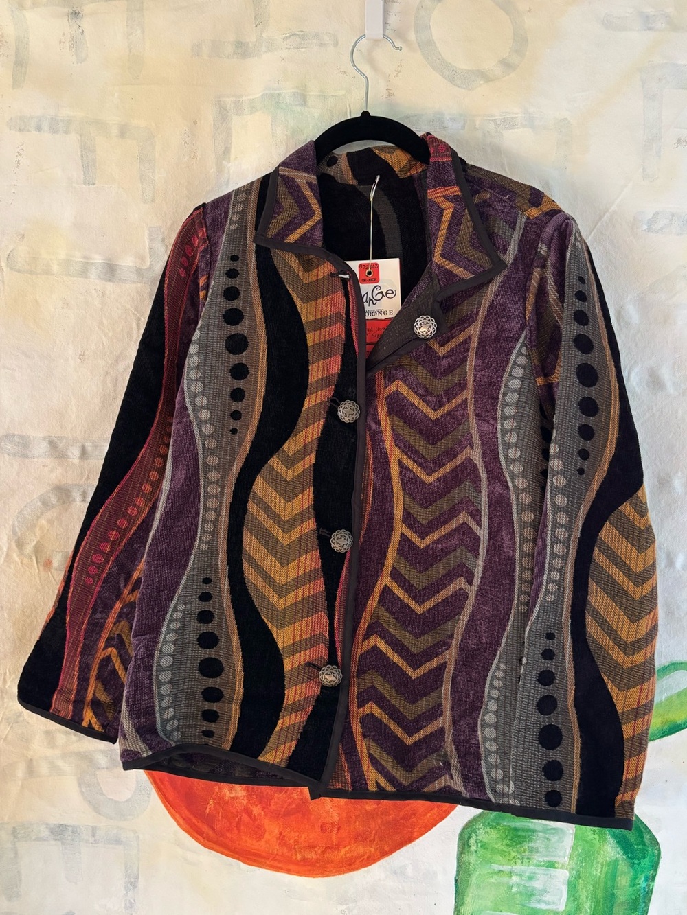 90s Multicolor Patterned Women's Carpet Blazer